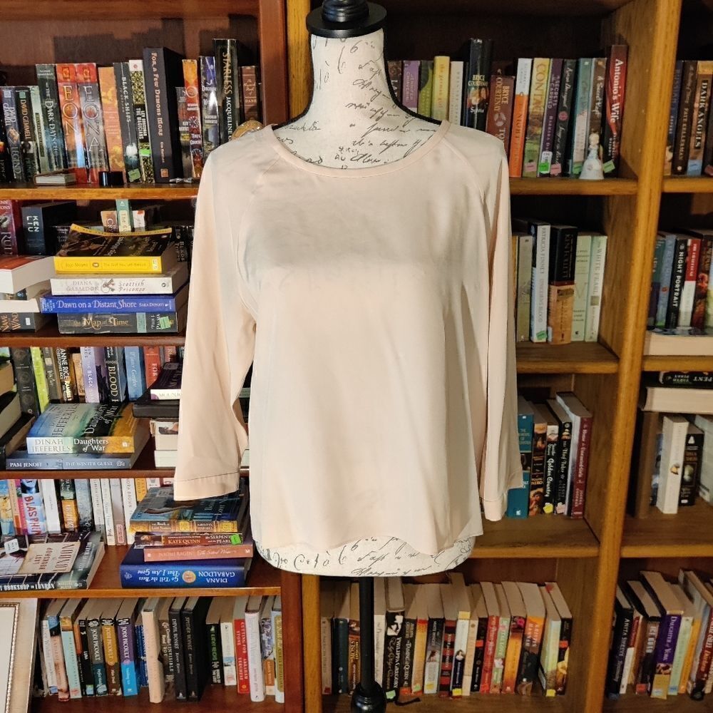 TIBI 3/4 sleeve blush pink silk blouse size s euc